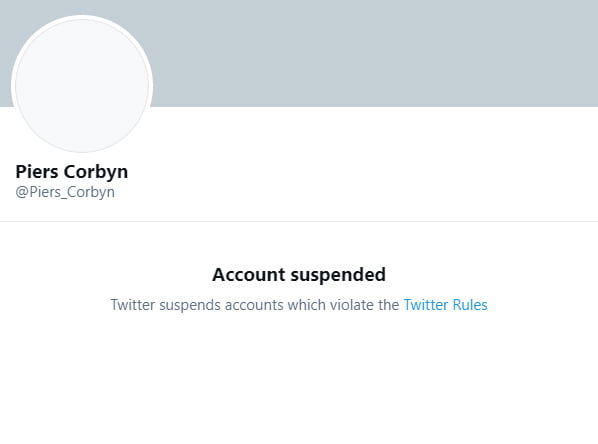 Piers Corbyn Twitter Account suspended